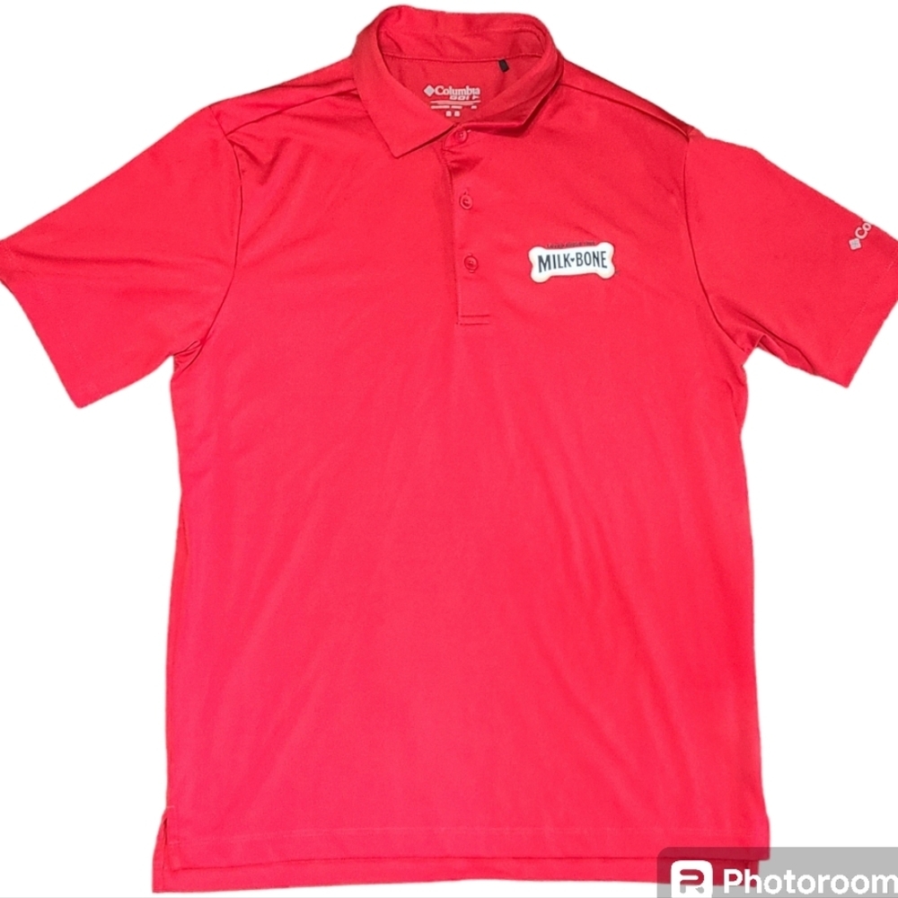 Columbia Golf MILKBONE omni-wick drive polo red Omni-Shade UPF 30‎ Sun protect